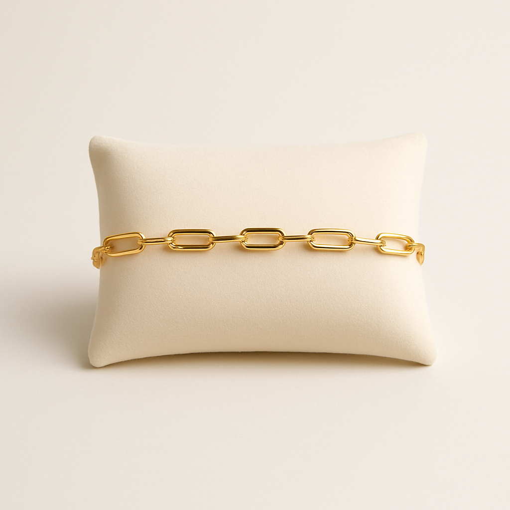 9 CT Gold Flat Paperclip Link Bracelete