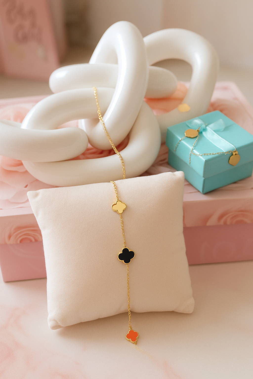 Kit 9 CT 5Clover Chain Bracelet + 9 CT 18" 5Clver Chain Necklace